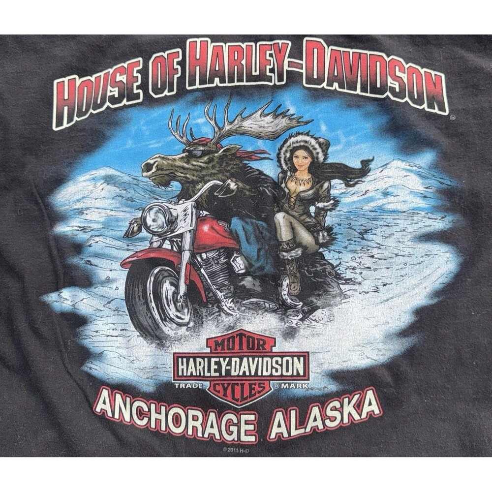 Vintage House Of Harley-Davidson Shirt 2XL Anchorage Alaska Motorcycle Y2K